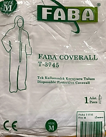 FABA Coverall T-3745 Tek Kullanımlık Koruyucu Tulum (45 Gr.)
